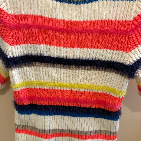 Anthropologie Maeve Short-Sleeve Multi-Stripe Eyelash Sweater Women’s Medium - Picture 9 of 11